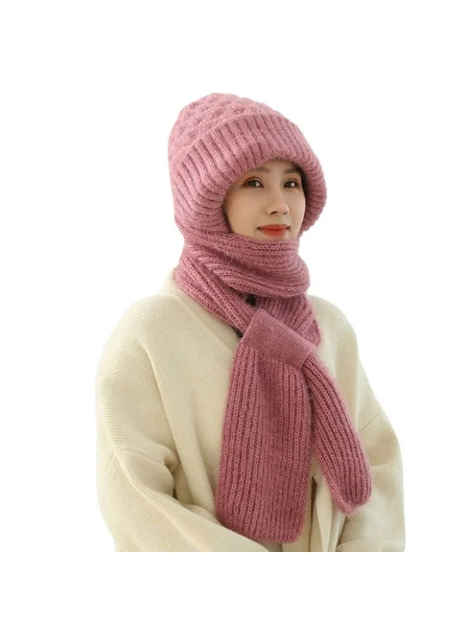 Redness Women's Winter Beanie and Scarf with Warm Fleece Lining, Loose Thick Knit Skull Cap
